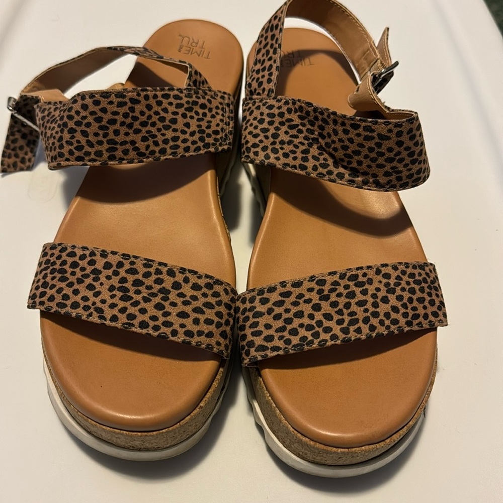 Time and Tru Cheetah Pattern Sandals